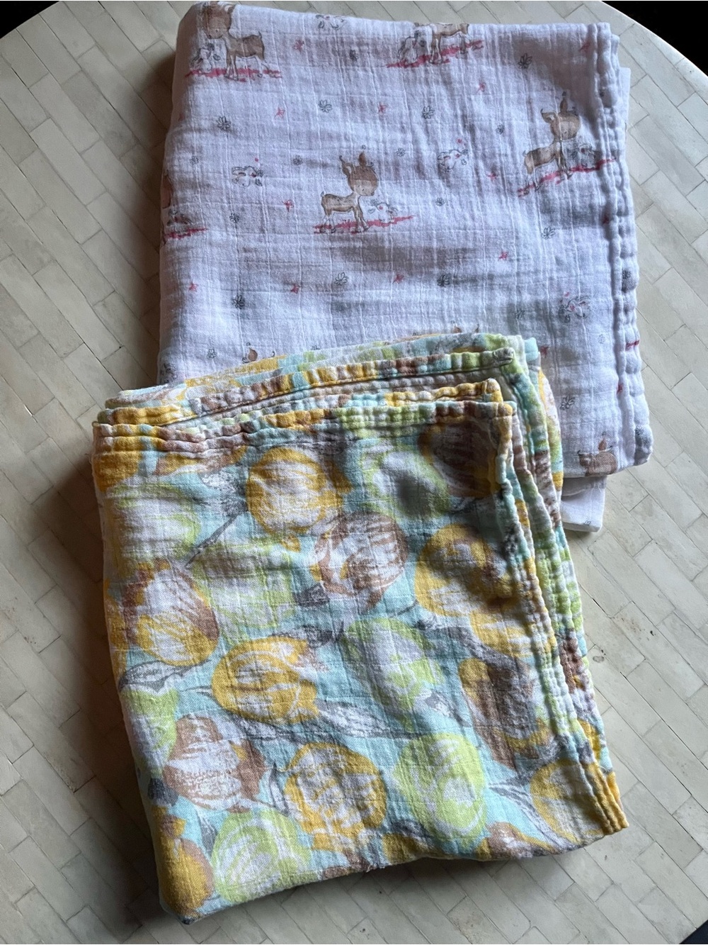 Raya Rosette Two Bamboo Cotton Swaddle Blankets 47 by 47 inches